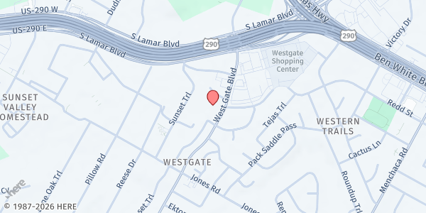 Map showing Christian Life Church at 4700 West Gate Blvd., Austin, TX