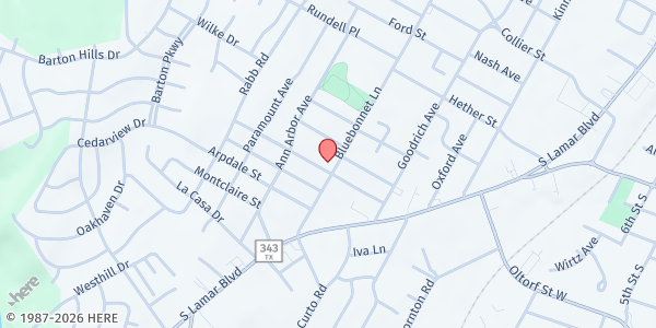 Map showing Community of Christ - Food For Friendship at 2132 Bluebonnet Ln., Austin, TX