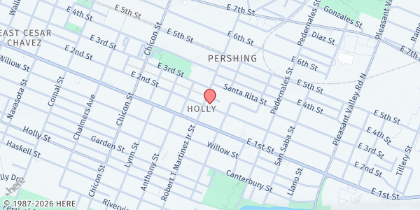 Map showing Cristo Rey Catholic Church at 2208 E. 2nd St., Austin, TX