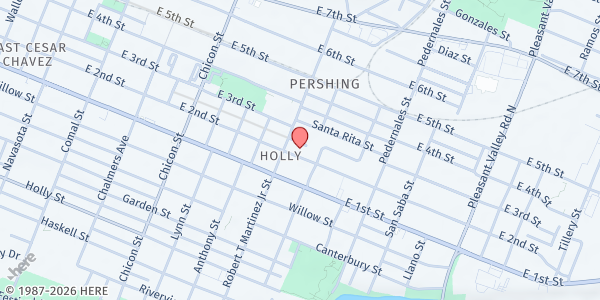 Map showing Cristo Rey Social Ministries at 2208 East 2nd Street, Austin, TX