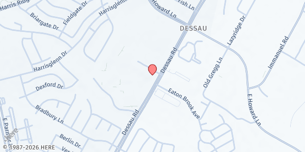 Map showing Deliverance Temple Worship Center COGIC at 1607 Dessau Ridge Ln., Austin, TX