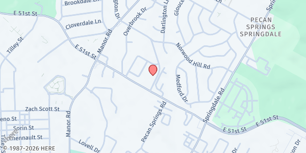 Map showing Dorcas Passion Ministries at 3039 Pecan Springs St., Austin, TX