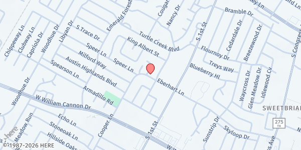 Map showing Eberhart Place at 808 Eberhart Ln, Austin, TX