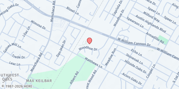 Map showing El Buen Samaritano at 7000 Woodhue Drive, Austin, TX