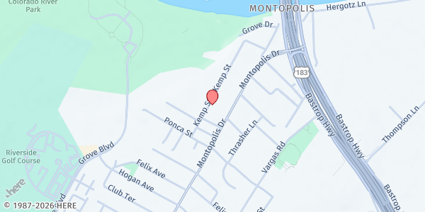 Map showing Florence's Comfort House at 515 Kemp St., Austin, TX