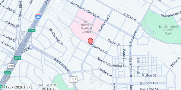 Map showing Foundation Communities - The Jordan at Mueller at 2724 Philomena St., Austin, TX
