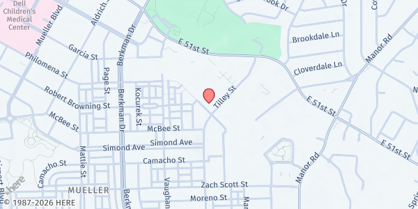 Map showing Foundation Communities - The Jordan at Mueller at 2724 Philomena St., Austin, TX