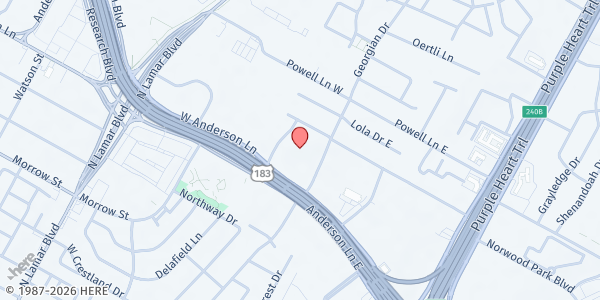 Map showing Gethsemane Lutheran Church at 200 W. Anderson Ln., Austin, TX