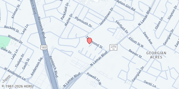 Map showing HACA - Thurmond at 8426 Goldfinch Ct., Austin, TX