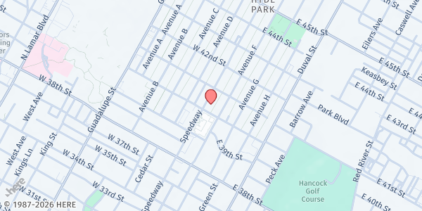 Map showing Hope Food Pantry Austin at 4001 Speedway, Austin, TX