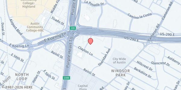 Map showing Housing Services- Primrose at 1026 Clayton Lane, Austin, TX