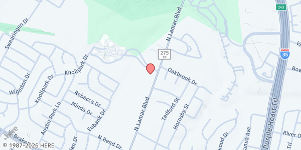 Map showing ICNA-NAMCC Food Pantry at 11900 N. Lamar Blvd., Austin, TX