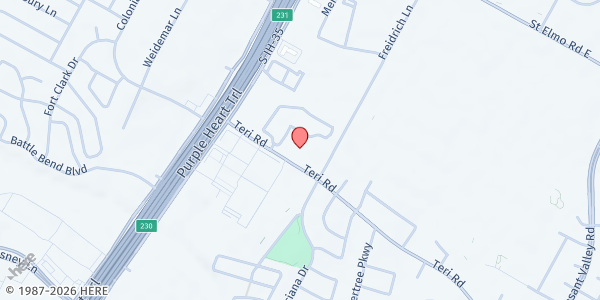 Map showing Impact Now Dove Springs (Teri Road Baptist Church) at 1844 Teri Rd., Austin, TX