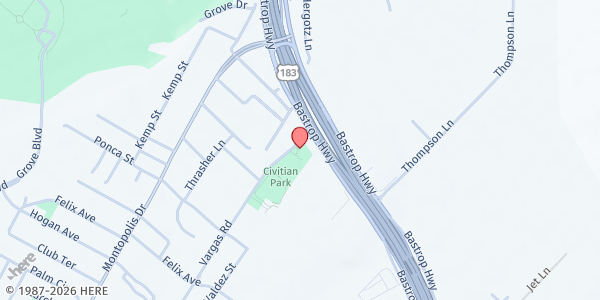 Map showing Montopolis Friendship Community Center at 403 Vargas Rd., Austin, TX