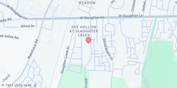 Map showing Mosaic Church South Austin at 9910 Bilbrook Pl., Austin, TX