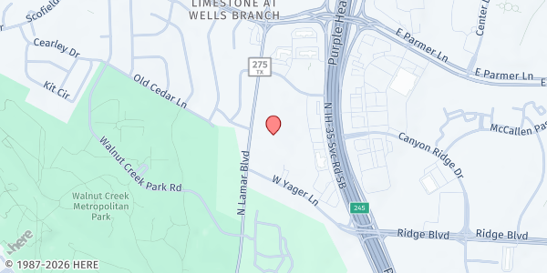 Map showing NYOS Charter School at 12333 North Lamar Boulevard, Austin, TX