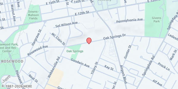 Map showing Oak Springs Villas Apartments [Seniors Only] at 3001 Oak Springs Dr., Austin, TX