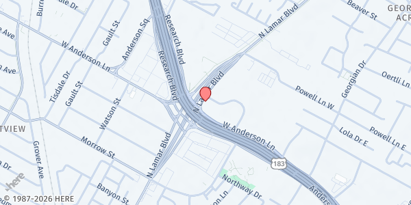 Map showing Oaks on Lamar at 8071 N. Lamar St., Austin, TX
