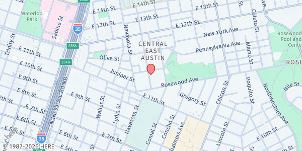 Map showing Olivet Baptist Church Helping Hands at 1161 San Bernard St., Austin, TX