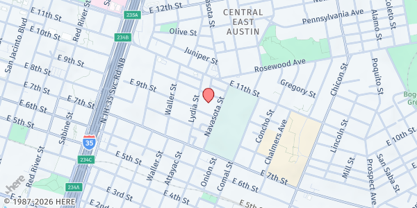 Map showing Our Lady of Guadalupe at 1206 E. 9th St., Austin, TX