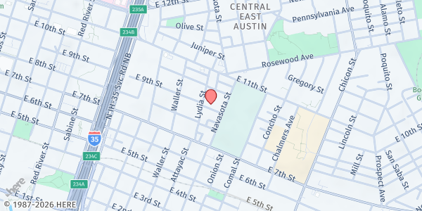 Map showing Our Lady of Guadalupe Catholic Church at 1206 E. 9th St., Austin, TX