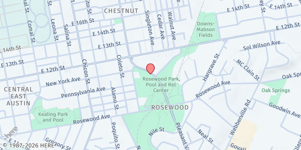 Map showing PARD - Delores Duffie Recreation Center at 1182 North Pleasant Valley Road, Austin, TX