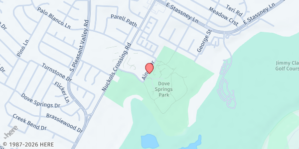 Map showing PARD - George Morales Dove Springs Recreation Center at 5801 Ainez Dr., Austin, TX