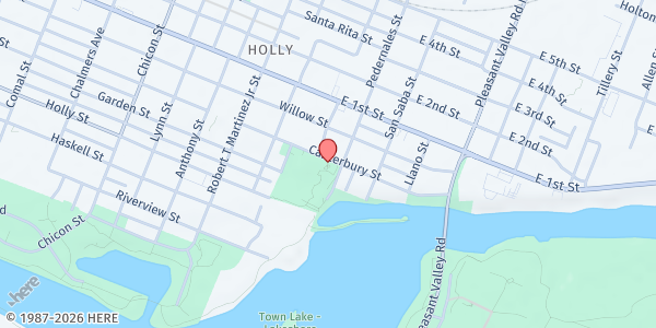 Map showing PARD - Rodolfo "Rudy" Mendez Recreation Center at 2407 Canterbury St, Austin, TX