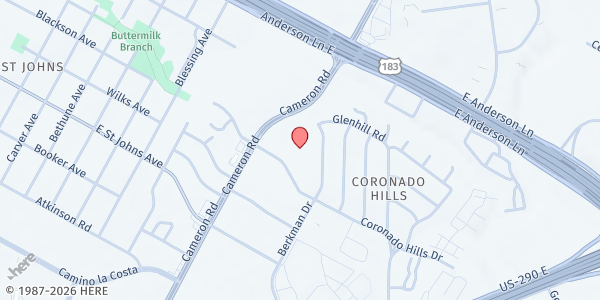 Map showing Pathways at Coronado Hills at 1438 Coronado Hills Dr., Austin, TX