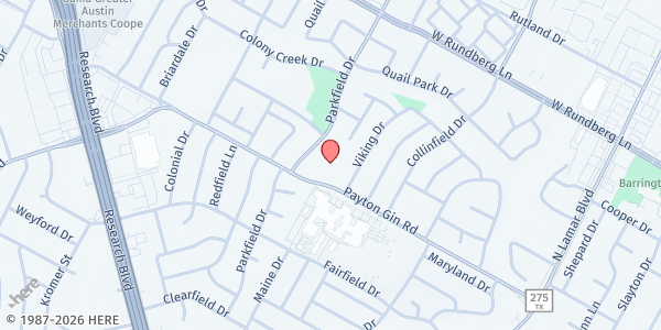 Map showing Principe De Paz at 1204 Payton Gin Rd., Austin, TX