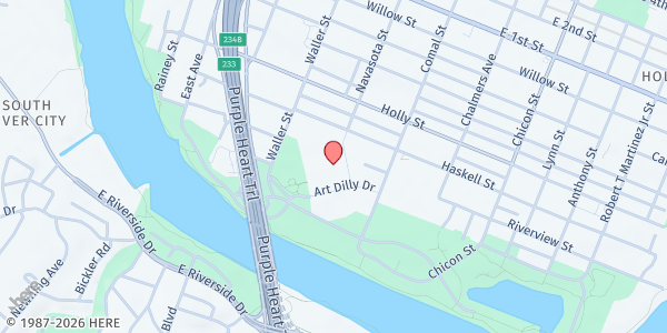 Map showing Rebekah Baines Johnson Center at 21 Waller St., Austin, TX