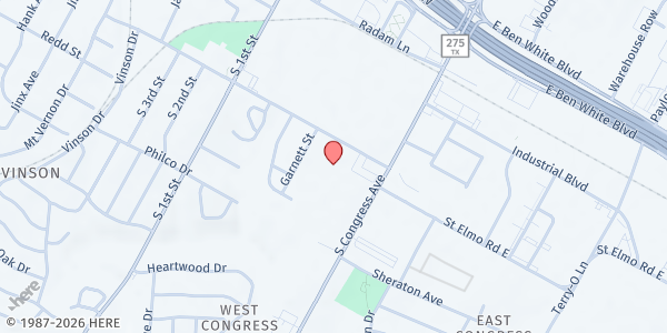 Map showing Sierra Ridge Apartments at 201 W. St. Elmo Rd., Austin, TX