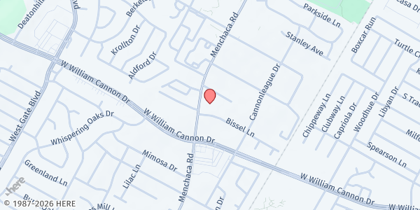 Map showing South Austin Church of Nazarene at 6711 Menchaca Rd., Austin, TX