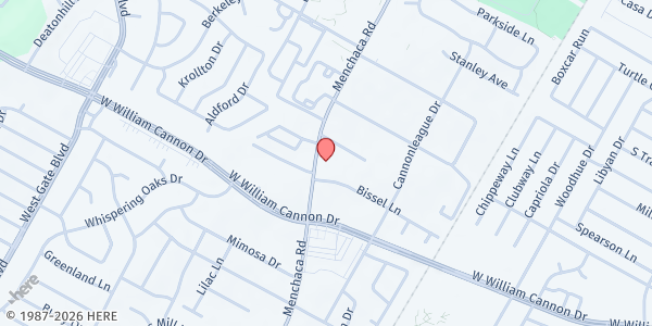 Map showing South Austin Church of the Nazarene at 6711 Menchaca Rd., Austin, TX