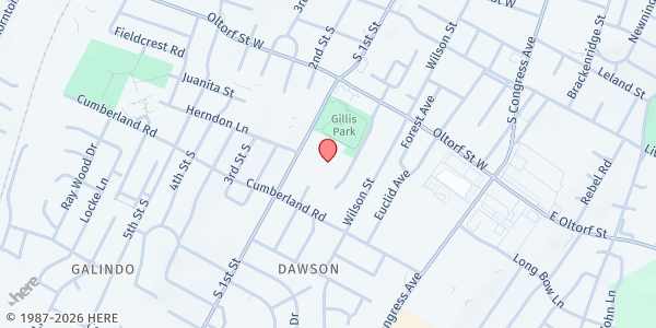 Map showing South Austin Neighborhood Center at 2508 Durwood St., Austin, TX