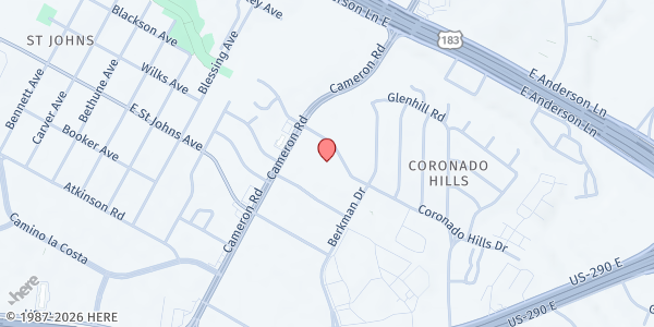 Map showing St. George's Court at 1438 Coronado Hills Dr., Austin, TX