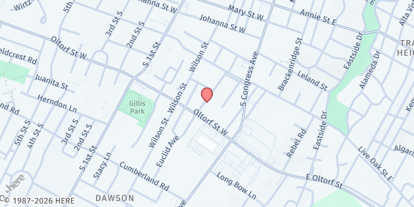 Map showing St. Ignatius Catholic Church at 2303 Euclid Ave., Austin, TX