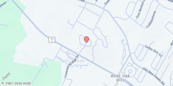 Map showing Travis County Community Center - Oak Hill at 8656 Hwy 71 West Bldg A, Austin, TX