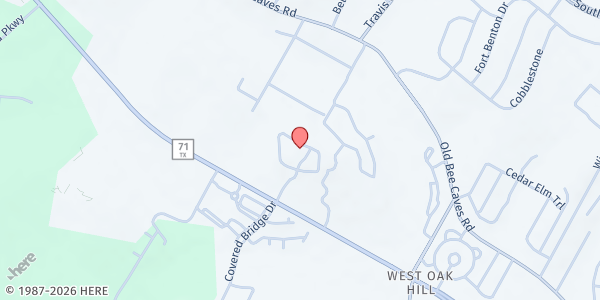 Map showing Travis County Community Center - Oak Hill at 8656 State Hwy. 71, Austin, TX