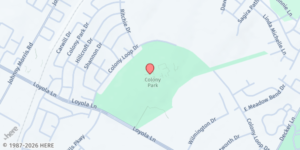 Map showing Turner Roberts Rec Center Mobile Pantry at 7201 Colony Loop Dr., Austin, TX