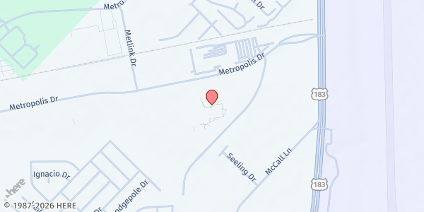 Map showing VA - Austin Mobile Pantry at 7901 Metropolis Dr., Austin, TX