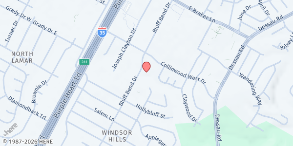 Map showing Village at Collinwood [Seniors Only] at 1001 Collinwood W. Dr., Austin, TX