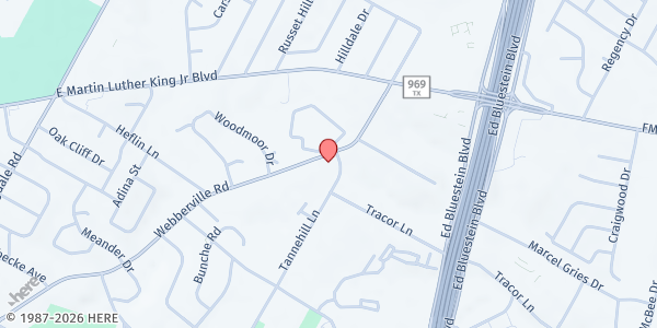 Map showing Welcome Table at 1950 Webberville Rd., Austin, TX