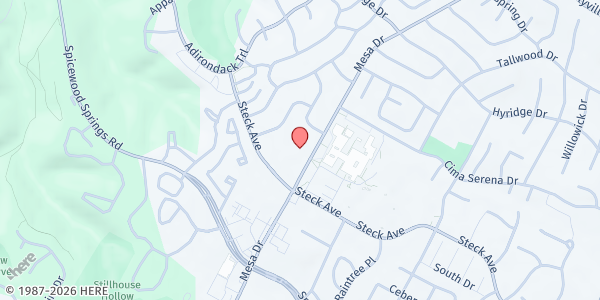 Map showing Westover Hills Church of Christ at 8332 Mesa Dr., Austin, TX