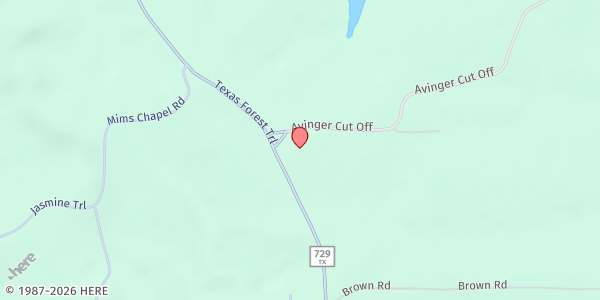 Map showing Mims Chapel UMC - Dry Dock Food Pantry at 13714 FM729, Avinger, TX