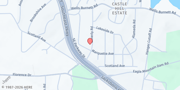 Map showing First Baptist Church Castle Hills at 401 Beverly Rd., Azle, TX