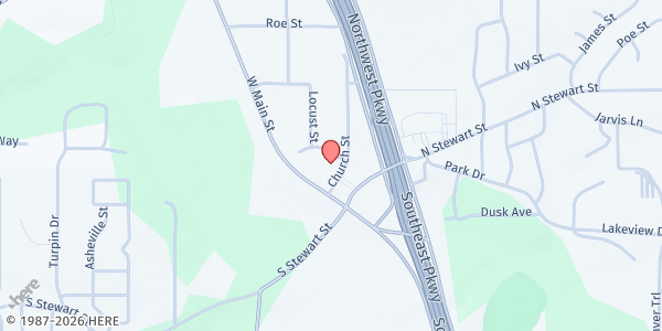 Map showing Food Hub at Azle Christian Church at 117 Church St., Azle, TX