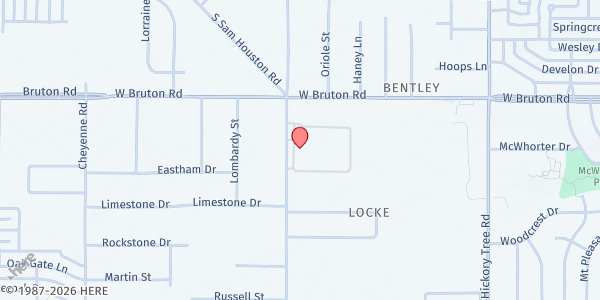 Map showing KIPP Pleasant Grove Leadership Academy at 1500 Peachtree Rd., Balch Springs, TX