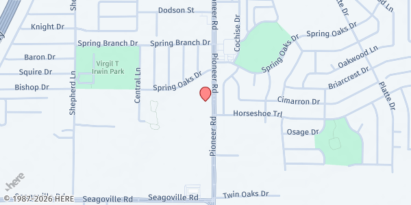 Map showing Mesquite Rehabilitation/Son of Man Worship Center Church at 4409 Pioneer Rd., Balch Springs, TX