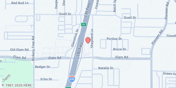 Map showing RCCG Abundant Grace Embassy at 3603 Shepherd Ln., Balch Springs, TX